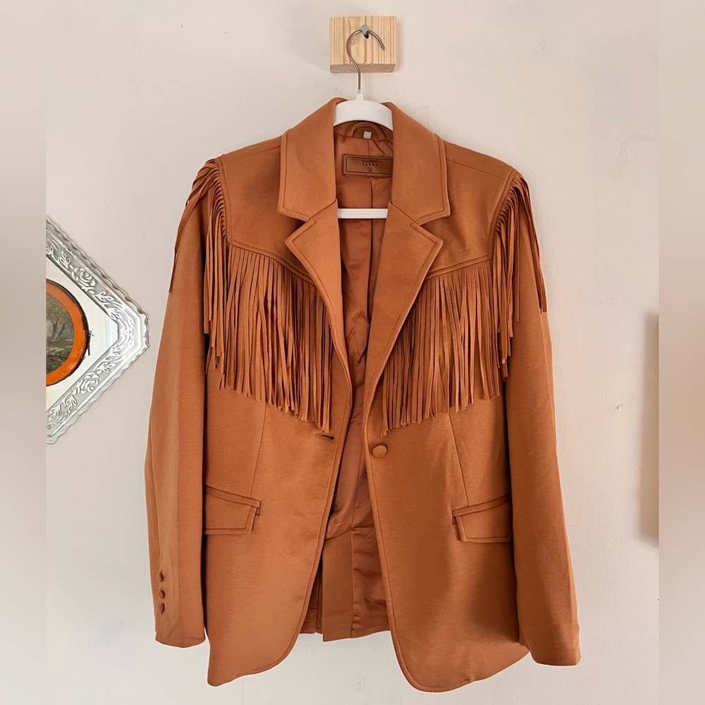 Fringe dress coat M